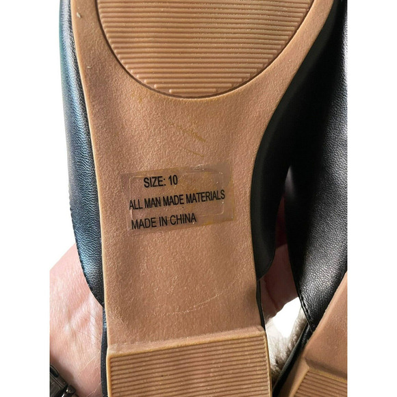 Lulu’s Antonia 2 Black Faux Fur Loafer Slides NEW Size 10 Vegan - Picture 6 of 7